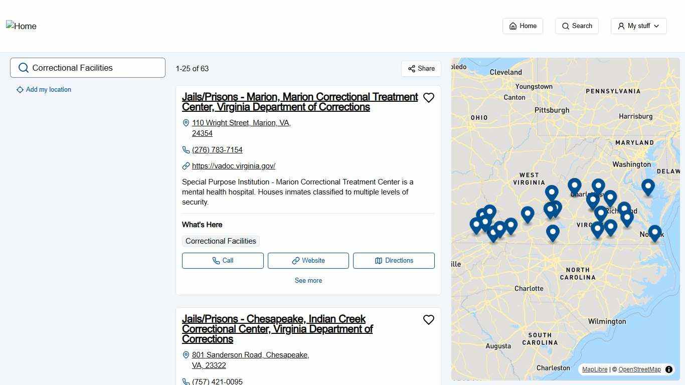 Correctional Facilities - 63 results